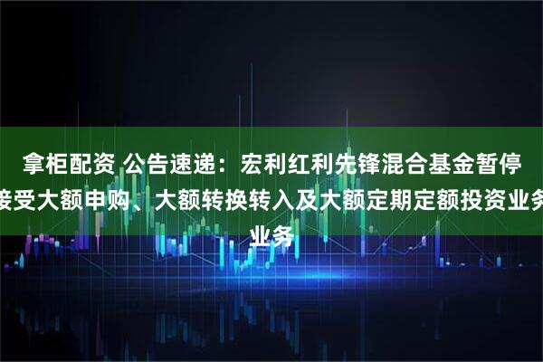 拿柜配资 公告速递：宏利红利先锋混合基金暂停接受大额申购、大额转换转入及大额定期定额投资业务